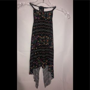 Wet Seal Open Back Patterned Black Halter Top